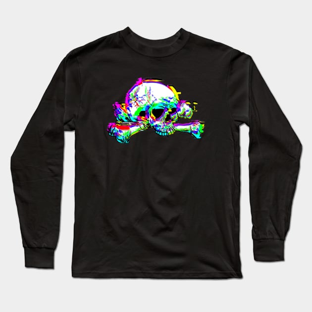 glitch effect skull 666 Long Sleeve T-Shirt by KristinaOndemande